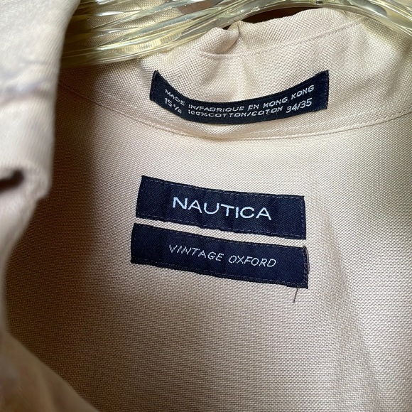 Tan Men’s vintage Oxford shirt by Nautical- size 15 1/2- 34/35 - Picture 2 of 3